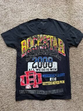 ROCKSTAR ORIGINAL Men's Black Graphic T-Shirt Short Sleeve 2008 Size XL